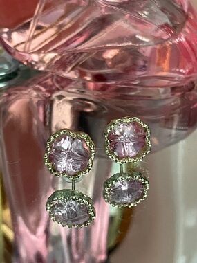 ✨💕Gold-Plated Pink Crystal Post Earrings💕✨NEW
